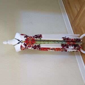 Shoreline White Red Floral Halter Bandeau Style Maxi Dress Size L/XL